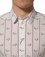 White Bee Print Cotton GOLD Fit Dress Shirt 5
