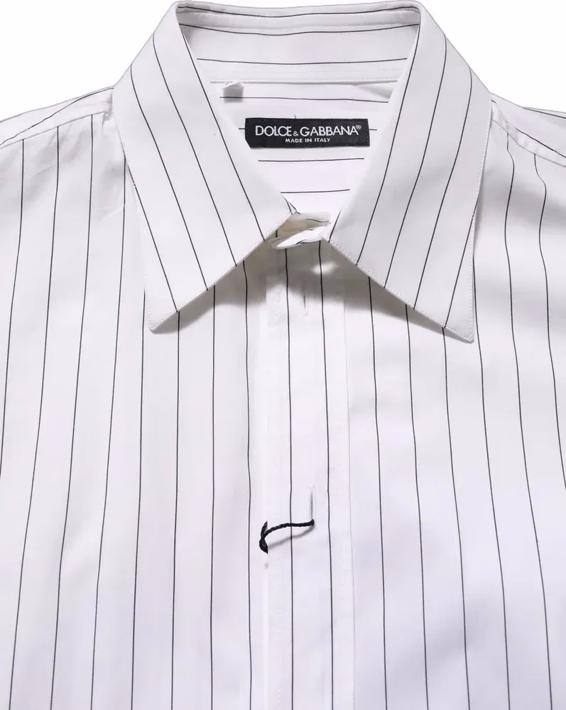 White Stripes Cotton Men Formal Dress Shirt