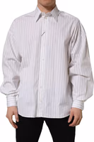 White Stripes Cotton Men Formal Dress Shirt 2