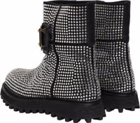 Black Crystal Embellished Short Boots Shoes 1