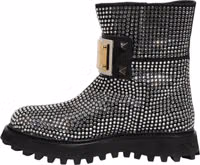 Black Crystal Embellished Short Boots Shoes 2