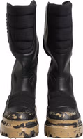Black Leather Biker Mid Calf Men Boots Shoes 2