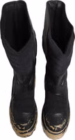 Black Leather Biker Mid Calf Men Boots Shoes 3