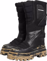 Black Leather Biker Mid Calf Men Boots Shoes 4