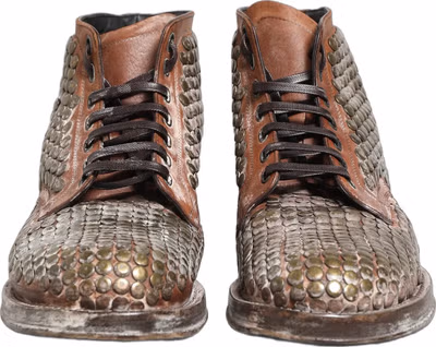 Brown Leather Runway Studs Ankle Boots Shoes