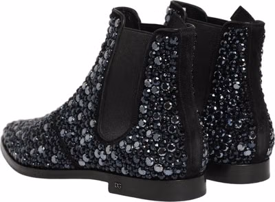 Black Embellished Chelsea Ankle Boots Shoes