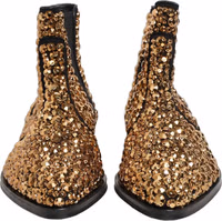 Gold Embellished Chelsea Ankle Boots Shoes 2