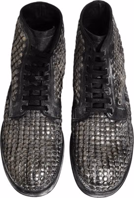 Black Leather Runway Studs Ankle Boots Shoes