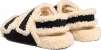 Beige Black Faux Fur Flats Men Sandals Shoes 5