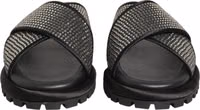 Black Strass Criss Cross Slide Sandals Shoes 2