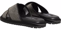 Black Strass Criss Cross Slide Sandals Shoes 5