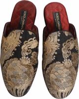 Black Floral Jacquard Flats Sandals Men Shoes 1