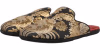 Black Floral Jacquard Flats Sandals Men Shoes 2
