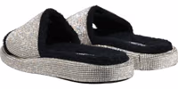 Black Crystal Embellished Platform Men Slides Shoes 5