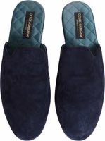 Blue Suede Slides Flat Slipper Men Shoes 3