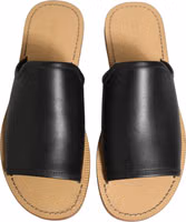 Brown Leather Slides Sandals Flats Men Shoes 3