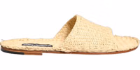 Beige Straw Raffia Slides Sandals Flats Shoes 2