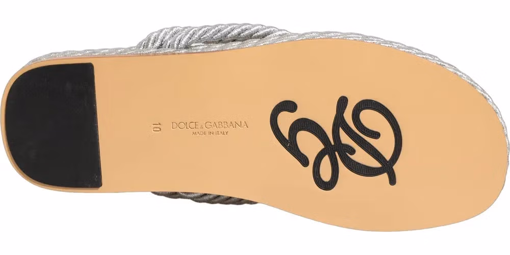 Silver Rope Slides Sandals Flip Flops Shoes