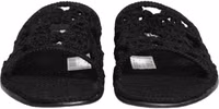 Black Fabric Woven Slides Sandals Flats Shoes 2