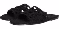 Black Fabric Woven Slides Sandals Flats Shoes 4