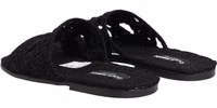 Black Fabric Woven Slides Sandals Flats Shoes 5