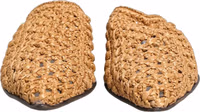 Beige Woven Straw Slides Sandals Flats Shoes 2