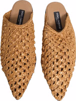 Beige Woven Straw Slides Sandals Flats Shoes 3