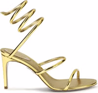 Gold Calf Leather Bos Taurus Stiletto Heel Sandals 1