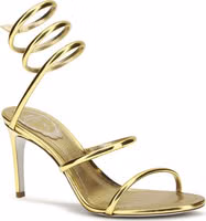 Gold Calf Leather Bos Taurus Stiletto Heel Sandals 2