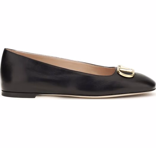 Black Calf Leather Bos Taurus Ballet Flats