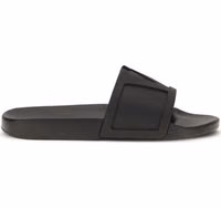 Black Rubber Flat Sandals 1