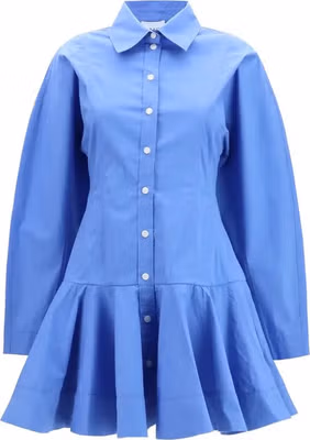 Blue Cotton Casual Dress