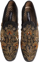 Black Velvet Embellished Dress Loafers Shoes 3