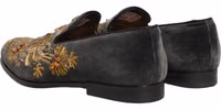 Black Velvet Embellished Dress Loafers Shoes 5