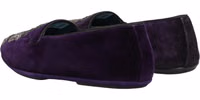 Purple Velvet Crown Embroidery Loafers Shoes 5