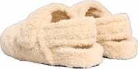 Beige Faux Fur Flats Men Slides Sandals Shoes 5
