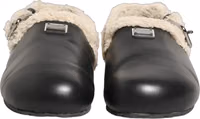 Beige Black Fur Shearling Slides Sandals Shoes 2