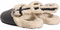 Beige Black Fur Shearling Slides Sandals Shoes 5