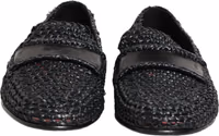 Black Woven Raffia Slip On Loafers Shoes 2