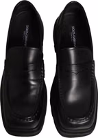 Black Calfskin Leather Men Dress Loafer Shoes 3