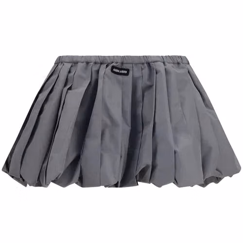 Gray Polyester Mini Skirt