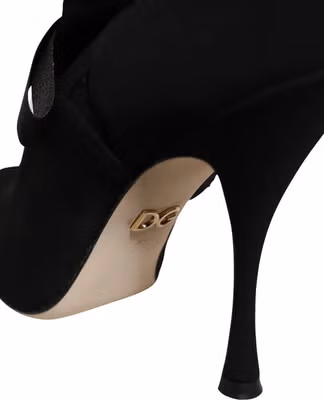 Black Stiletto Heels Mid Calf Boots Shoes