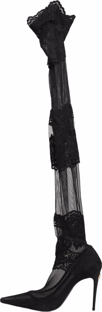 Black Over The Knee Sock Pumps Boots Shoes