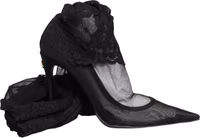 Black Over The Knee Sock Pumps Boots Shoes 5