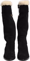 Suede Leather Knee High Boots Black 5