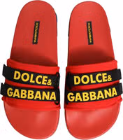 Red Neoprene Slides Flats Beachwear Shoes 1