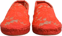 Red Taormina Lace Espadrille Flats Shoes 1
