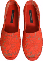 Red Taormina Lace Espadrille Flats Shoes 2