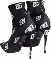 Black Logo Stretch Heels Ankle Boots Shoes 4