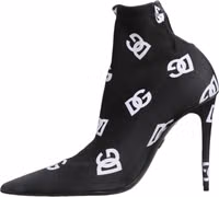 Black Logo Stretch Heels Ankle Boots Shoes 5